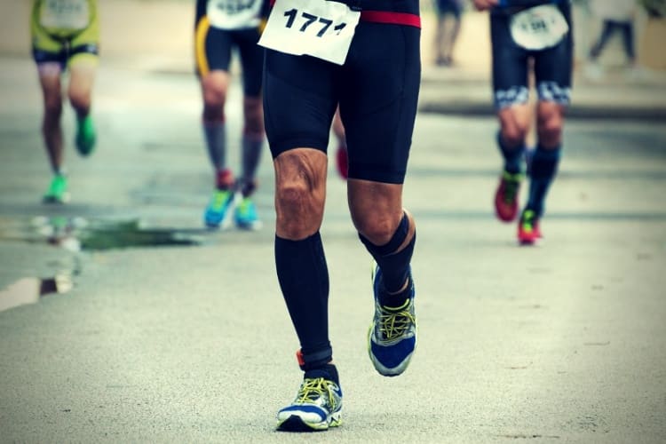 Group of marathon runners on the street