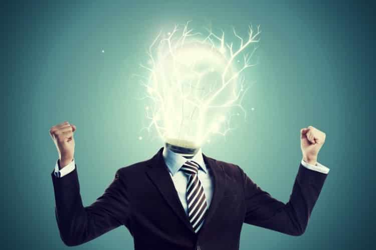lamp head businessman full of energy to create and work